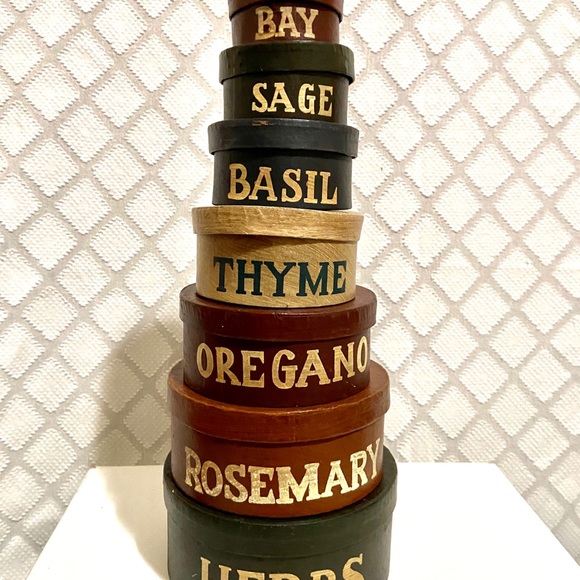 Primitive folk art stackable/nesting boxes - Picture 3 of 3